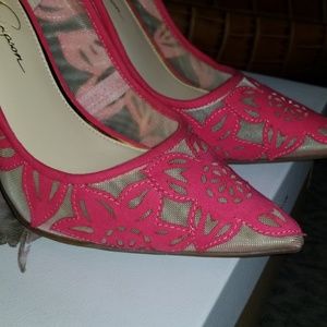 Floral Applique Jessica Simpson High Heels